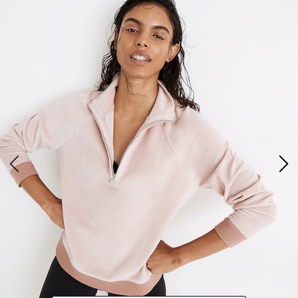 Madewell Sweaters - Madewell Velour Half-Zip Sweatshirt SZ M